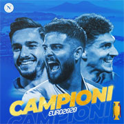 Il Napoli fa festa per i tre azzurri campioni d